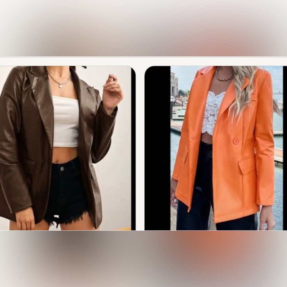 Brown and orange jackets ,PU leather, large 8-10.